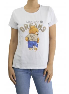 t shirt con orsacchiotto "follow your dreams" 